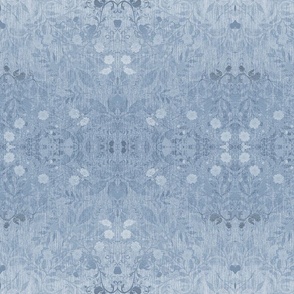 damask- steel blue faux foil