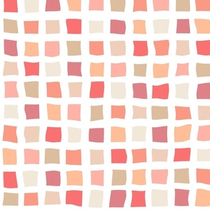 peach fuzz crooked squares on white - pantone color of the year 2024 - peach plethora color palette - cozy square wallpaper