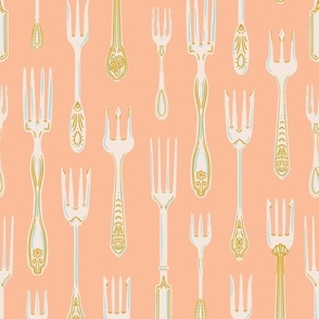 fancy elegant Antique Forks on Peach Fuzz (medium scale) 
