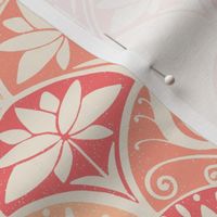 Blockprint floral in peach, coral and cream 9.6"