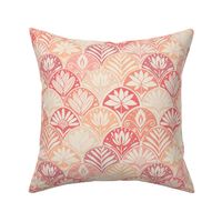 Blockprint floral in peach, coral and cream 9.6"