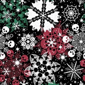 Spooky Snowflakes - Christmas Red and Green