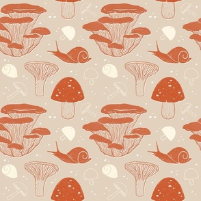 earthy mushroom block print