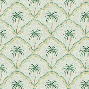 Antique Indian Block Print Palm - Green