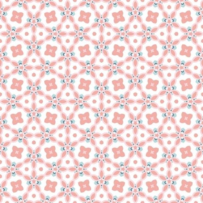 Coral Pink and Mint Blue Abstract Flowers and Circles