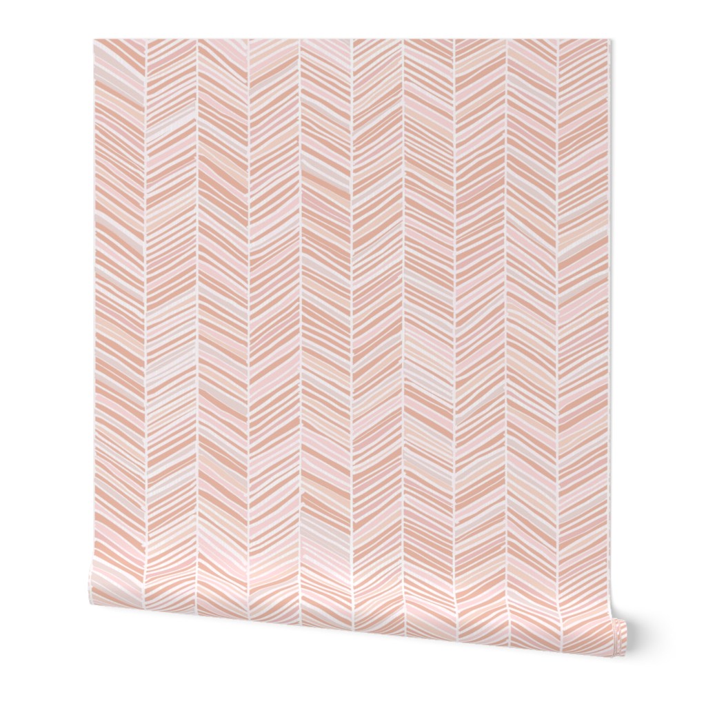 Herringbone Hues of Pastel M+M Peachy Pink by Friztin