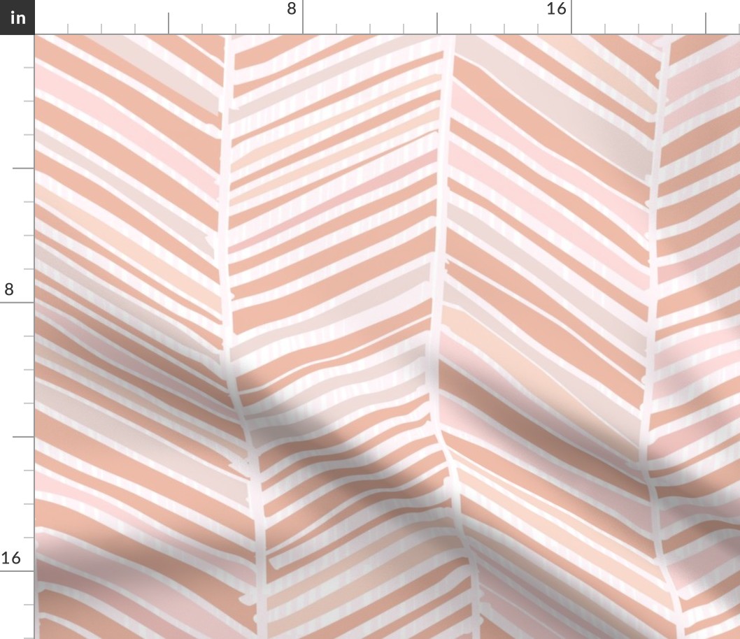 Herringbone Hues of Pastel M+M Peachy Pink by Friztin