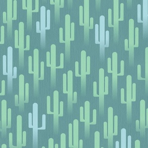 Saguaro Cactus in Retro Pastel Blue and Green