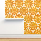 Sunny Lion Block Print in Gold Yellow Orange Boho Large