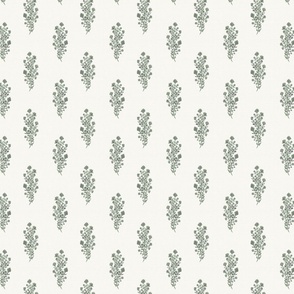 Small - Julieta Floral Block Print - Olive Green Texture