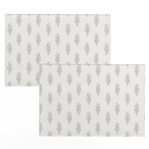 Small - Julieta Floral Block Print - Grey Beige Texture