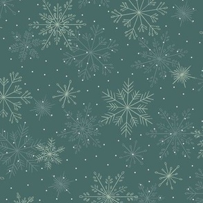 Snowflakes | Spruce Green | Winter Holiday Ski Lodge