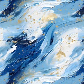 Blue & Gold Abstract Paint