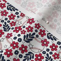 Small Scale Team Spirit Baseball Floral in Atlanta Braves Red and Blue