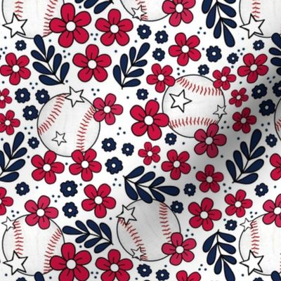 Medium Scale Team Spirit Baseball Floral in Atlanta Braves Red and Blue