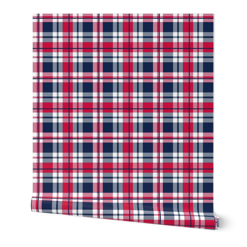 Bigger Scale Team Spirit Baseball Plaid in Atlanta Braves Red and Blue