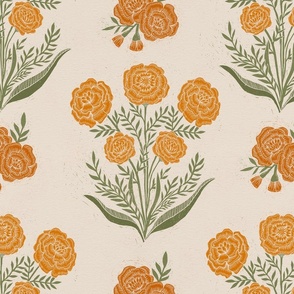 Block Print Marigolds - Large