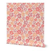 Retro faded groovy flowers peach fuzz, blossom and pink (L)