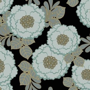 Japanese flower Grey Mint - Black