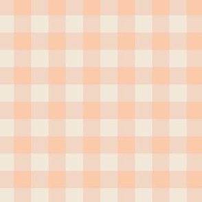 Peach, tan and cream white gingham, simple feminine geometric checks, plaid