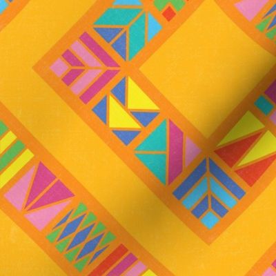 Colorful Geometric Diamonds - Yellow, 12-inch repeat