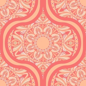 12” Parfait Peach Plethora Dot Mandala Ogee - Medium Scale