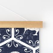 Kiwi Honeycomb Block Print Dark Blue