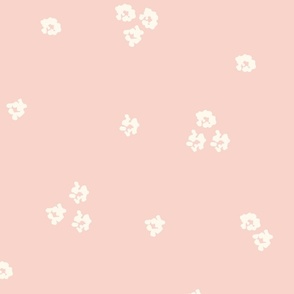 Large - Tiny Bloom Clusters - Floral - White Flowers on Pastel Baby Pink - Neutral Nursery