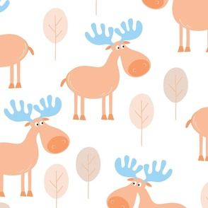 Large / Forest Tales - Moose - Pantone 2024 - Peach Fuzz - Animals - Wildlife - Alaska - Peach - Color of the Year 2024 - COY 2024 - Nature