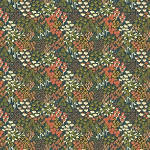 Extra Small / Retro Field of Flowers - Vintage - Boho - Earth Tones - Earth Colors - Nature - Muted Colors - Florals - Gubiller - Floral Wallpaper - Home Decor