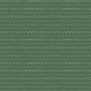 MICRO - Stylized waves forming a zigzag line - beige on moss green
