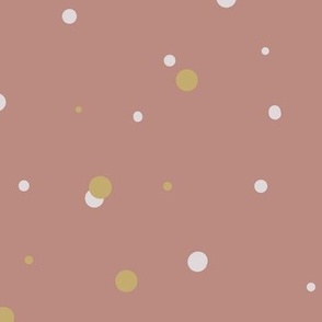 Gold and White Polka Dots on Pink