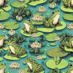 Lilly Pad Pond Frog Gathering