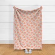Large Sketched Flowers and Swirls in shades of Peach