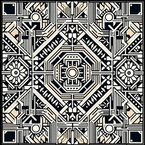 Black White and Tan Art Deco Geometric
