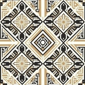Black White and Tan Art Deco Geometric No 2
