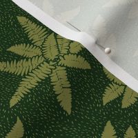 Fern Forest Woodland Leaves - Deep Forest Green and Earthy Olive Green