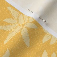 Fern Forest Woodland Leaves - Pale Gold and Ecru Flax Yellow