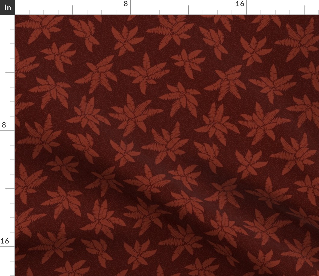 Fern Forest Woodland Leaves - Deep Chocolate Brown and Rust Red brown