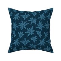 Fern Forest Woodland Leaves - Midnight Blue and Dusty Cornflower Blue