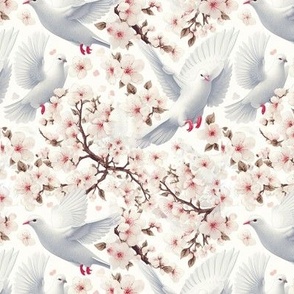 Doves Among the Cherry Blossoms