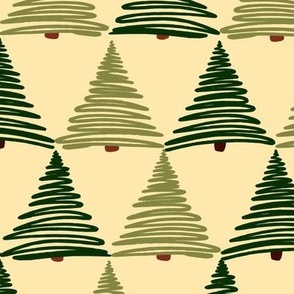 Minimalist Pine Tree Forest Scribbly Christmas Trees | Large Scale