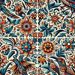 Talavera Mexican Tiles Birds and Flowers