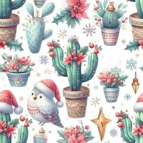 Whimsical Christmas Cactus Southwest Holiday Cheer