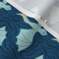 Flying Dragons - Light Teal Blue and Royal Blue