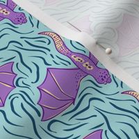 Flying Dragons - Light Teal and Purple Violet