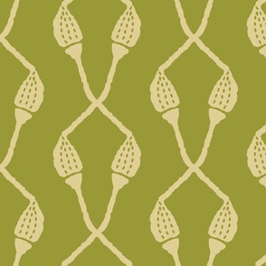 Crosshatch of Acorns [moss green] large