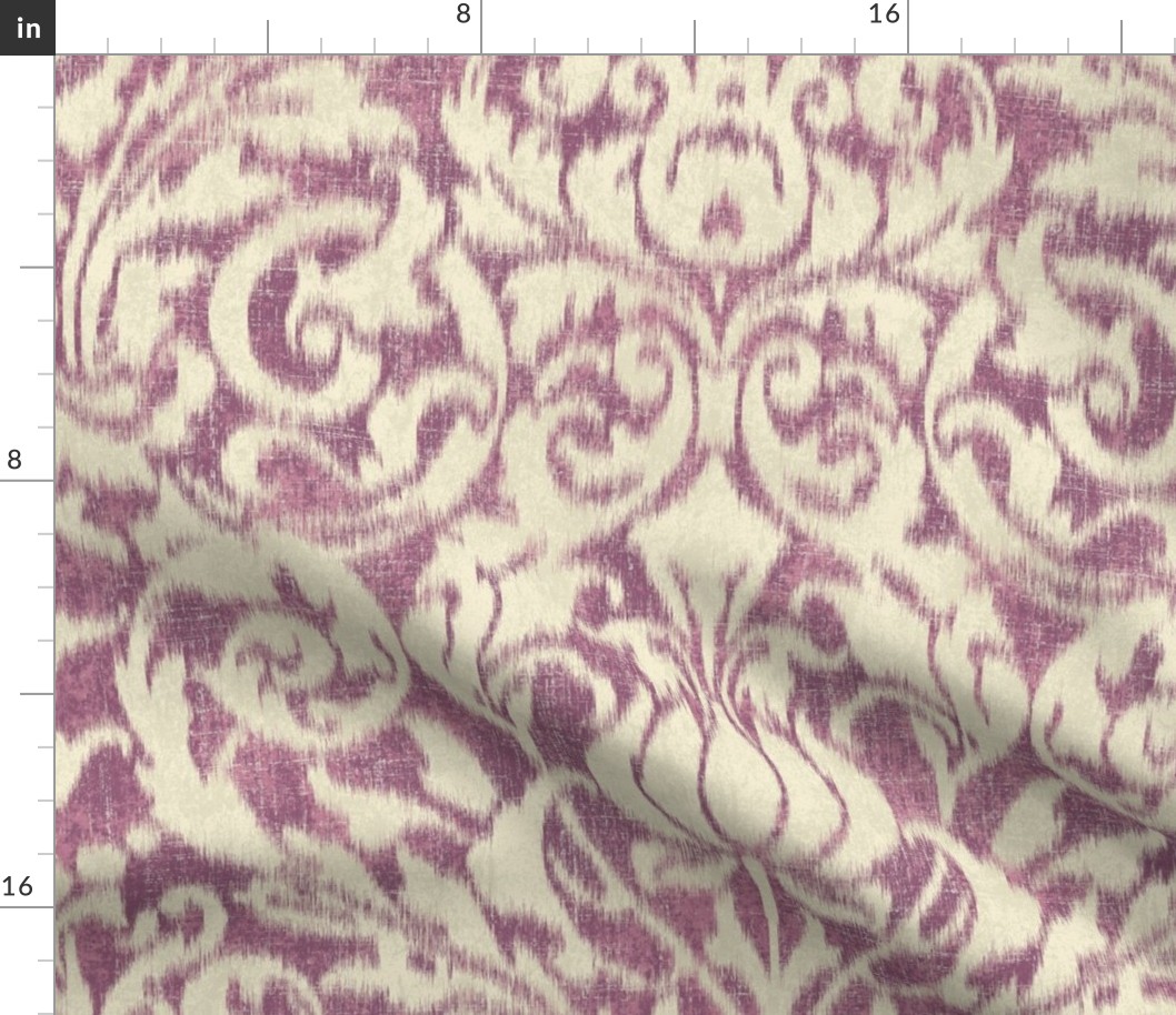 medium scroll with ikat texture burgundy