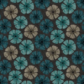Felted Flower Toss | Toned Teal  and Warmed Grey Charcoal 