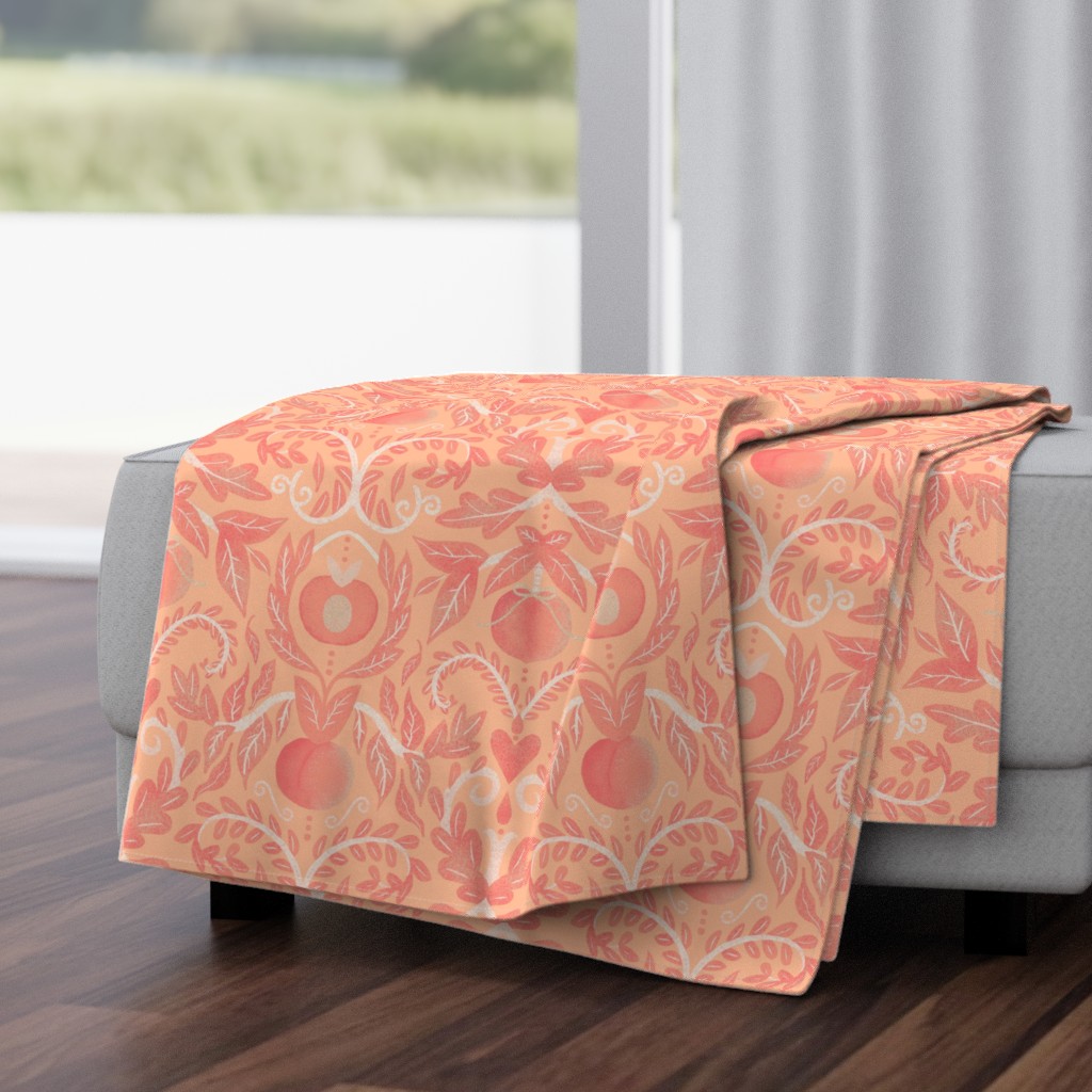 Peach Fuzz Juicy Peach Damask- Large